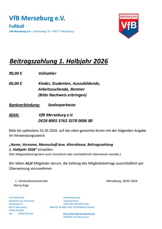 BEITRAGSZAHLUNG 1. HALBJAHR 2026